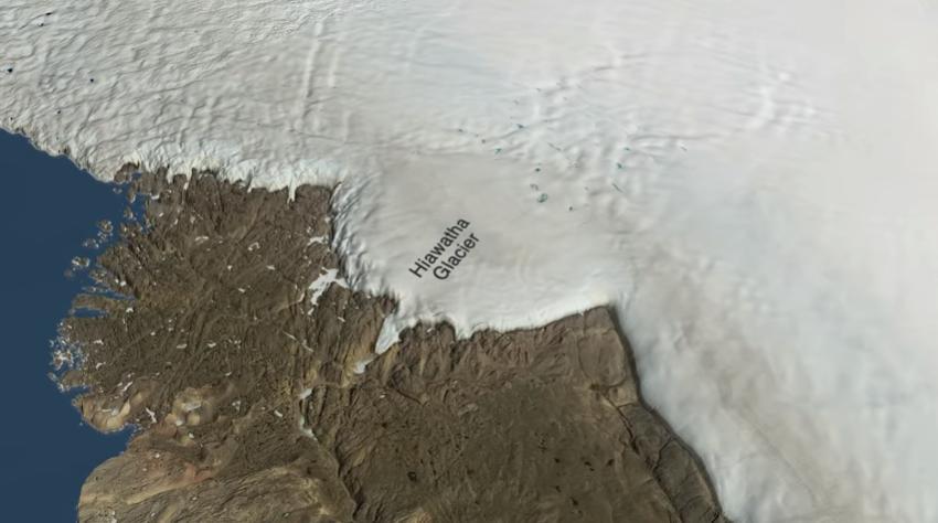 Исследователи обнаружили огромный кратер во льдах Гренландии